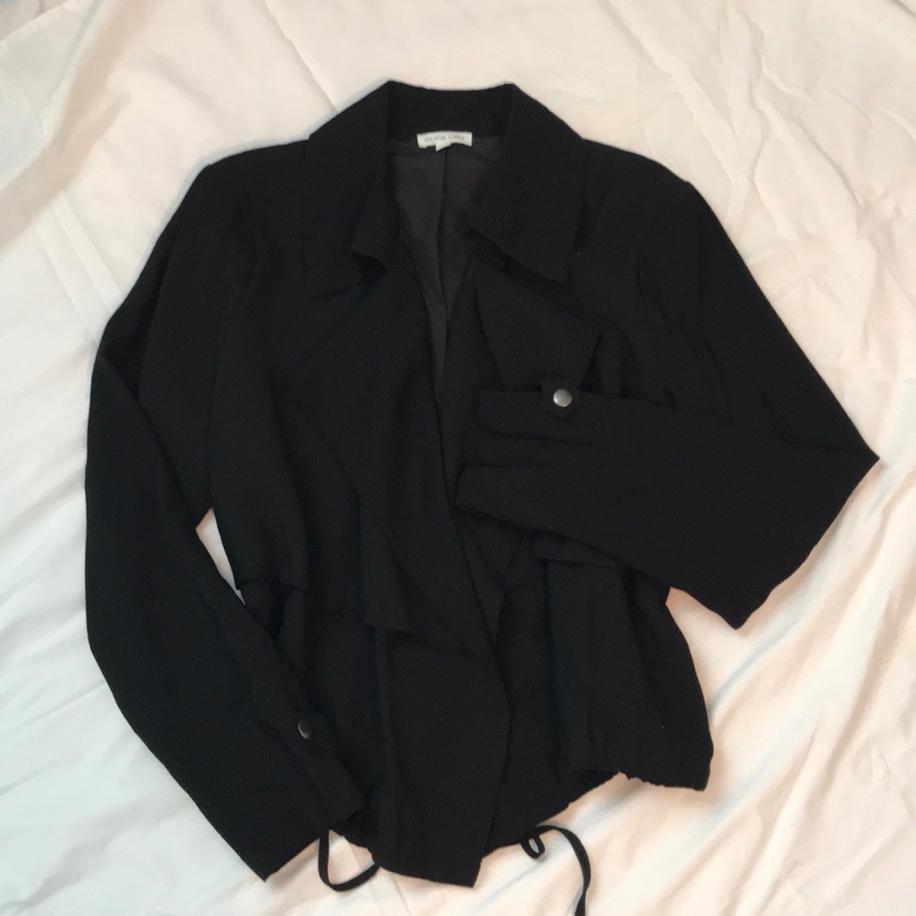 Black Lined Flutter Front Jacket